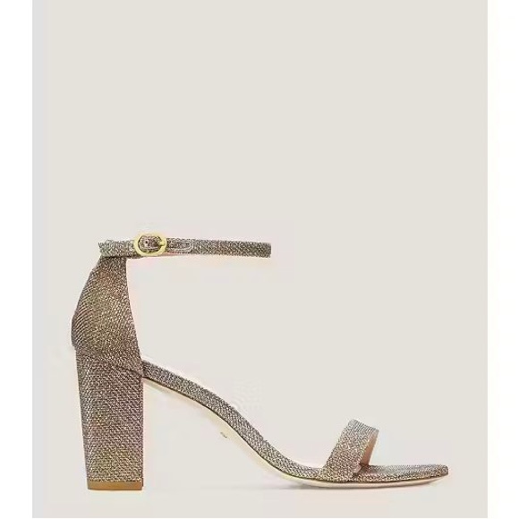 Stuart Weitzman Glittery Heeled Strap Sandal 6.5